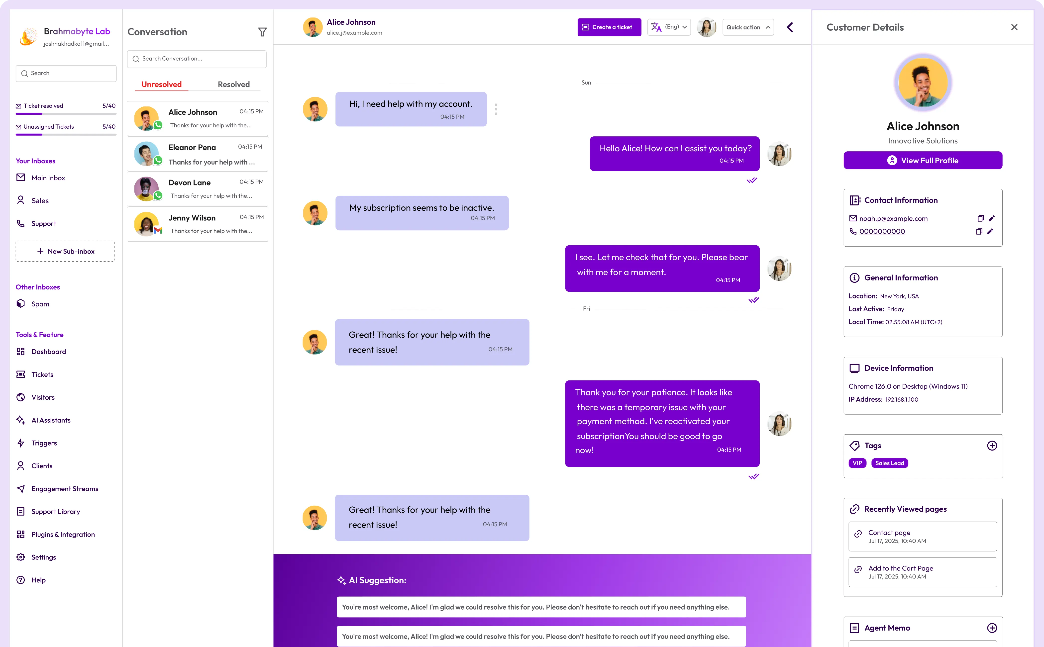 Chatboq's All-in-One Live Chat the complete journey of your website visitors.